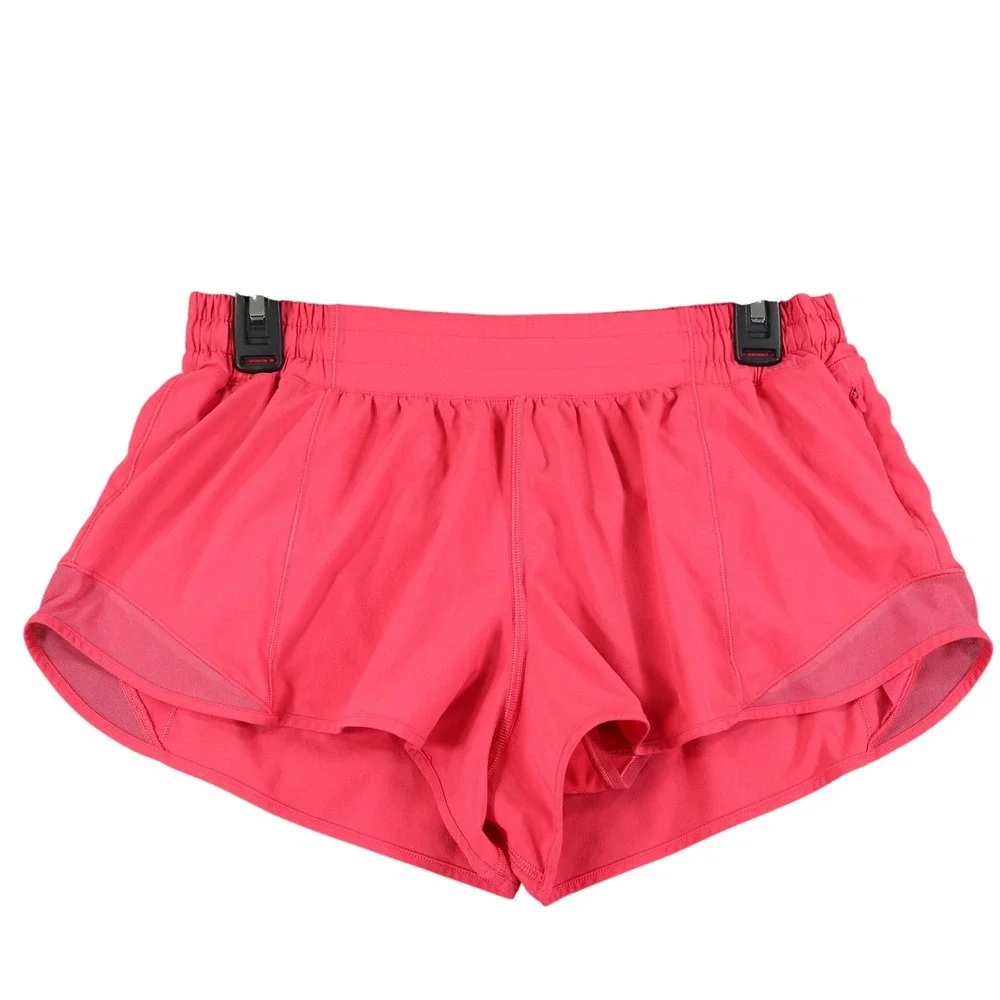 Lululemon Hotty Hot High-Rise Shorts Womens 10 Pink Mesh Trim Running Workout